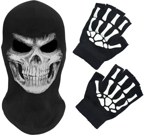 SGHE Skeleton Skull Halloween Balaclava Cap Full Face Mask for Gift Game Cosplay Costume Cycling Outdoor Sporting Camping Hiking Warm
