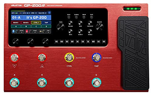 Valeton Effektpedal Multi-Effekte Gitarren Bass Prozessor Gitarren Bass Amp Modeling IR Cabinets Simulation mit FX Loop MIDI I/O Expression Pedal Stereo OTG USB Audio Interface Rot GP-200R