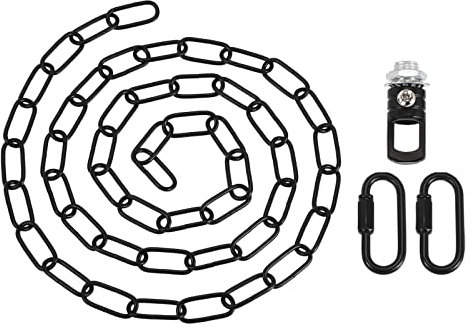 YOKIVE 1 Set Pendant Light Fixture Chain, 4mm Thick Chandelier Hanging Link with Connector Hooks Ring, Great for Ceiling Lights, Lamps (Black, 80-Inch)