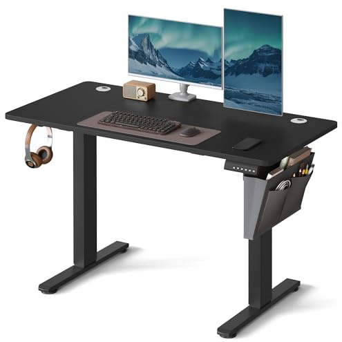 SONGMICS Höjdjusterbart elektriskt skrivbord, 120 x 60 cm, stående, 4-höjds minnesfunktion, för kontor, hemmakontor, kontor, svart LSD132B01