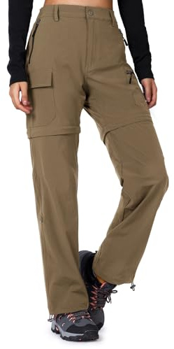 Cycorld Women's-Hiking-Pants-Convertible Quick-Dry-Stretch-Lightweight Zip-Off Outdoor Pants with 5 Deep Pockets (Brown, Medium)