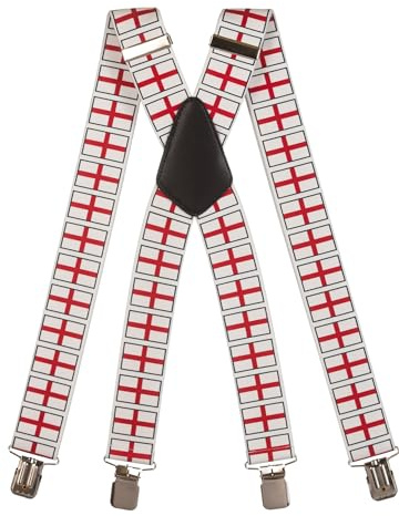 Olata Men's Heavy Duty Printed X-Shape Braces/Suspenders, 4cm - England