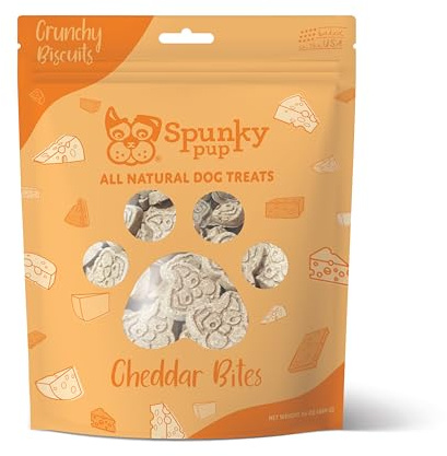 Spunky pup Every Day Biscuit Dog Treats - All-Natural, Handmade in USA, Perfect for Training or Snacking, 24 oz Resealable Pouch- Cheddar Flavor