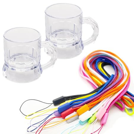 20er-Set Schnapsgläser zum Umhängen mit Henkel, Shotgläser für Partys, vielseitig einsetzbar (20x Klar)