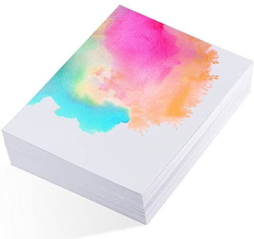 Lot de 60 feuilles de papier aquarelle A4, 63,5 kg/300 g/m², coton pressé à froid, pour étudiants, adultes, artistes, dessin, peinture, blanc