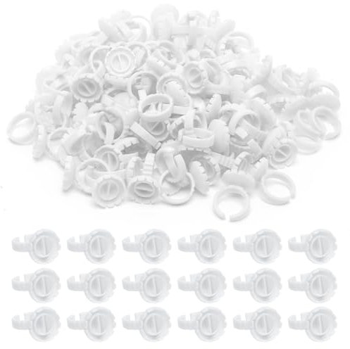 Wincredulous 100 PCS Lash Glue Rings, Lash Glue Holder, Lash Extension Volume Lashes Quick Blossom eyelash glue holder for Eyelash Extension Supply (White)