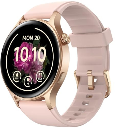 Montre Connectée Femme Homme avec Appel Bluetooth- 1,32 Smartwatch AMOLED pour Android iOS, Montre de Sport Podometre avec 110+ Sports & 3ATM Bracelet Fitness avec Moniteur Sommeil/ SpO2- Rose