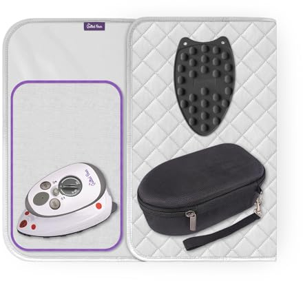 The Quilted Bear Mini Plancha, reposaplanchas y alfombrilla de planchar - Plancha Viaje Portátil y Ligera con Placa Base de Cerámica - Plancha para Confecciones o Mini Plancha Vapor Viaje (Negra)