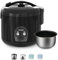 MOOSUM Electric Rice Cooker with One Touch for Asian Japanese Sushi Rice, 0.8L for 2-5 People, 5-cup Uncooked, Convenient Cooker with Steamer, Stainless Steel Housing and Auto Warmer, Black