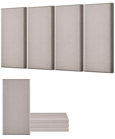VEVOR 4 PCS Acoustic Panels, 2 inch Thick 23.6 x 11.8 inch Fiberglass Sound Absorbing Panels, Self-Adhesive Soundproof Wall Boards, for Studios, Office, Home Theater,Meeting Room, Camel