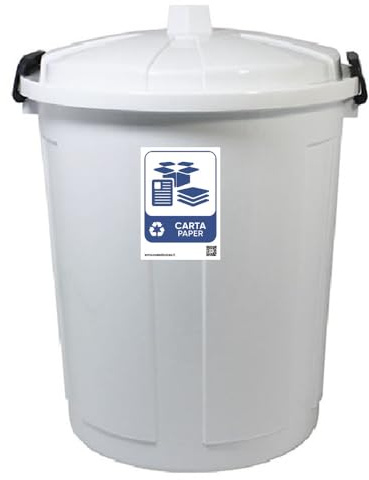 Secchio contenitore pattumiera raccolta differenziata della carta bidone 21lt bianco per casa cucina giardino terrazza coperchio a chiusura andirandagismo e odori