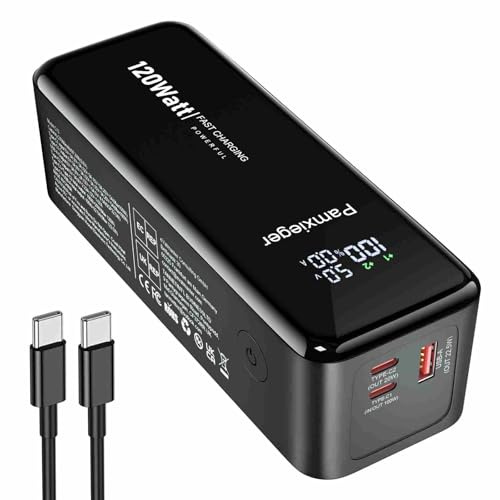 Power Bank 27000 mAh 120W - Batterie Externe avec Écran Numérique, 3 Ports, Compatible avec Smartphones, Tablettes & Ordinateurs Portables