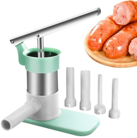 Máquina de llenado de carne de gran capacidad con mango ergonómico para cocina, cafetería | Relleno de salchichas , relleno vertical de acero inoxidable para hacer salchichas