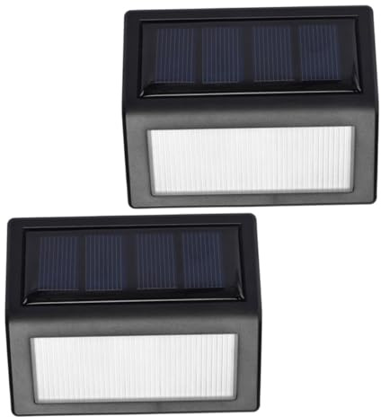 BAZEITFLOW 2 pezzi Lampada Solare da Parete LED Luce Calda per Esterni Applique Corridoio Giardino Senza Fili Facile Installazione per Patio Balcone Recinzione Resistente alle Intemperie