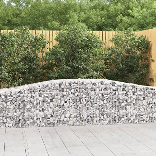 HaoChrymec Gabbioni Metallici ad Arco, in Ferro Zincato, Struttura Rinforzata, Gabbione Pietra Cestino, Recinzioni da Giardino, per Cortile e Giardino, Colore Argento, 400x50x60/80 cm