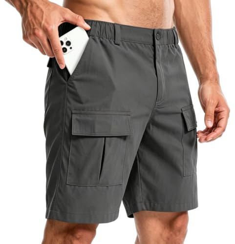 crazy bean Short Homme Cargo Short Sport Homme D'été Shorts et Bermudas à Taille élastique avec Poches Gris Foncé XL
