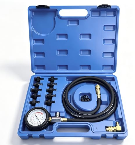 Oljetryckstestare kit: Oljetrycksmätare verktyg oljetrycksmätare 0–140 PSI, bränslesystem mekanisk sensor motor cylinder kompressionstest, lämplig för bilar ATVs lastbilar