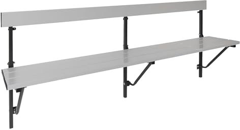 Certeo | Klappbare Wandbank | klappbar | Feste Länge 2000 mm | mit Aluminiumauflage