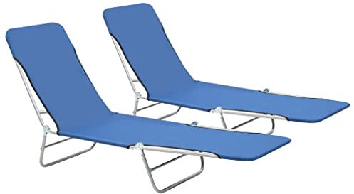 vidaXL 2X Sonnenliege Klappbar Blau Gartenliege Liegestuhl Relaxliege Liege