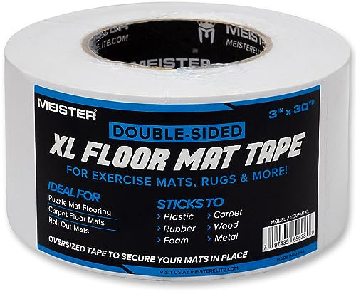 Meister Ruban Adhésif Double Face XL pour Tapis de Sol - Fixe les Tapis d'Exercice et les Tapis en Place