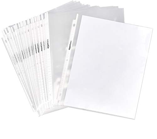 Amazon Basics Sheet Protectors for 3 Ring Binder, Heavyweight, Acid-Free, Clear Plastic Sleeves, Letter Size, 8.5 x 11 Inch, 100-Pack