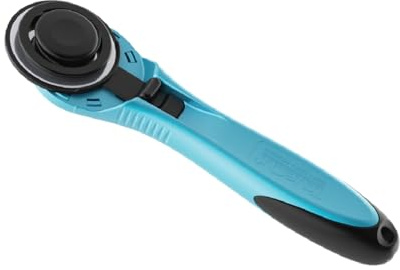 TrueCut Straight Rotary Cutter - 45mm Ergonomic Wheel Cutter for Fabric & Crafting - Left or Right-Handed - Track-and-Guide Ruler - Quilting and Sewing Supplies
