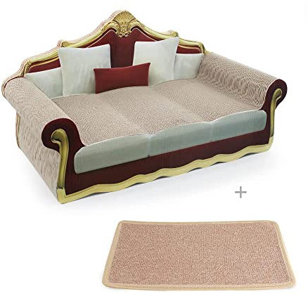 SONGWAY Kratzbrett für Katzen aus Pappe – Sofaform Katzen Wellpappe Kratzmöbel, Kratzspielzeug für Katzen, Kratzlounge Katzen mit eine Matte, Kratzpad für Katze, Katzenspielzeug Kratzen Pappe, Rot