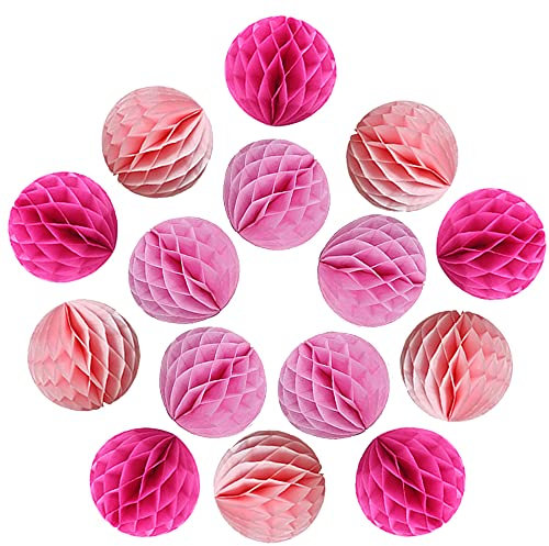 YLY's love Papier Wabenball Dekoration 30er 10cm Honeycomb Balls pompom Deko zum Aufhängen Dekor für Geburtstag Hochzeitsfest Party Brautduschen Wohnungdeko (10cm-Pink Set)