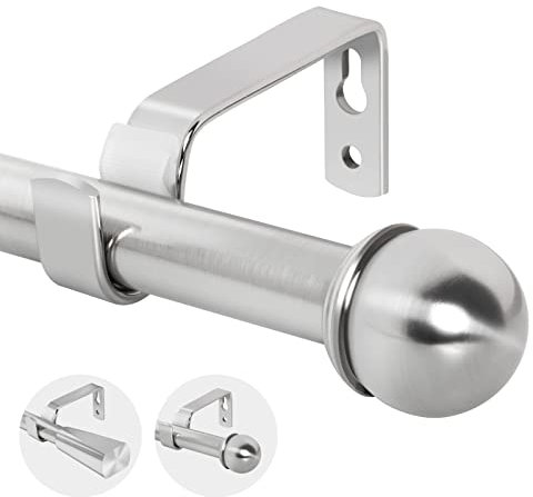 Eson Casa Vorhangstange ausziehbar 70-120cm, Dia 16/19mm Verstellbare Metall-Gardinenstange mit Kugelenden für Ösenvorhänge, Elegante Modern Dekorative Fensterstange, Nickel gebürstet