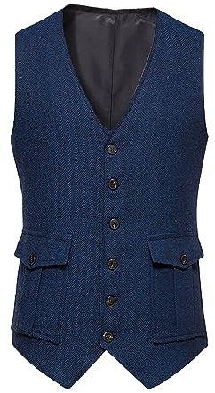 Yolimok Gilet En Costume Homme Veste En Costume Sans Manches Homme Gilet Uni Coupe Slim Sans ChaîNe En MéTal,Veston De Costume En Tweed Sans Manches,Pour Homme, Protection Au TéFlon, Formel