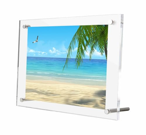TUKA-i-AKUT Acryl Bilderrahmen Rahmenlos für 15x20 cm Bild, Doppelte Acryl Panel Kristallklar, Desktop Flyerstander Fotorahmen Display Rahmen für Familienfoto Zertifikat Poster, TKD9400-8z-1x
