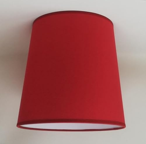 Set aus zwei Kegelförmigen Lampenschirmen, Baumwollstoff weiß mit PVC-Rückseite, für Tischlampe, Stehlampe, handgefertigtes Produkt (Rot, 25x20x25)