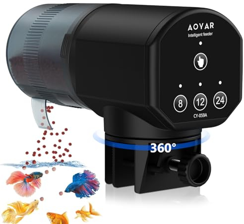 Automatic Fish Feeder Dispenser for Aquarium: 200ML Large Capacity Auto Food Feed Dispensers Moisture Proof Fish Tank Feeding Timer for Vacation Holiday Week