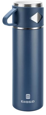 Vacuum Insulated Flask 700ml/23.6oz Stainless Steel Thermo Bottle with Cup for Coffee Water Hot and Cold Drink Flasks.(Blue,Single)
