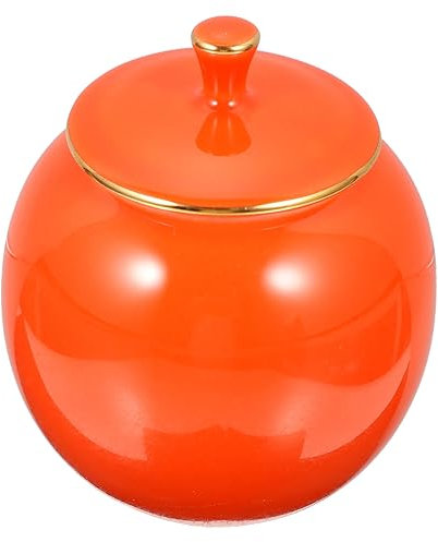 OFFSCH Ceramic Tea Leaf Storage Jar Airtight Orange Glazed Food Storage Jar for Kitchen and Home Use
