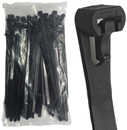 EzySup Kabelbinder Wiederverwendbar Lang,200mm x 7,6mm,90 Stück,Schwarz