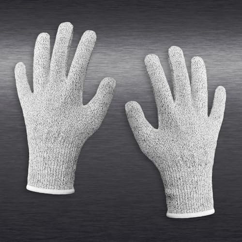PRECORN Gants de protection anti-coupures - Maille en acier inoxydable - Certifié EN388 - Pour cuisine, jardin, atelier - Antidérapants et confortables - Unisexe - 1 paire - Gris