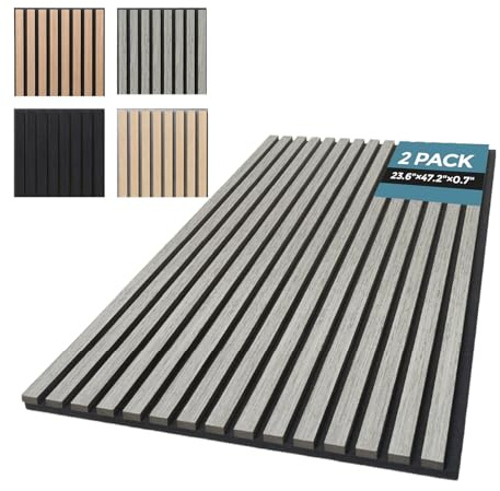 AKUMAX 2 Pack Extra Thick Contemporary Acoustic Wood Slat Wall Panels-Ceiling and Sound Absorbing-Fire Retardant & FSC-3D Slat Wall Panelling for Wall-120*60cm(Sineroak)