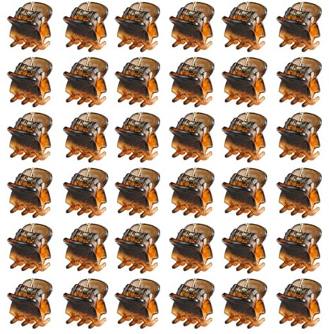 WeddHuis 36 Mini Pinces à Cheveux, Petites Pinces Cheveux, Clips à Griffes, Antidérapants, pour Design, Enfants et Adultes (1 cm) (Marron)