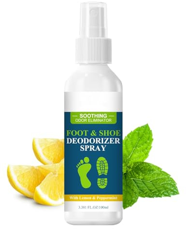 Lemon & Mint Foot & Shoe Deodorizer Spray, Foot Treatment Spray - 24-Hour Freshness Odor Eliminator for Feet - Removes, Controls & Prevents Odors, Calming & Soothing Nail Repair Plant-Based Care