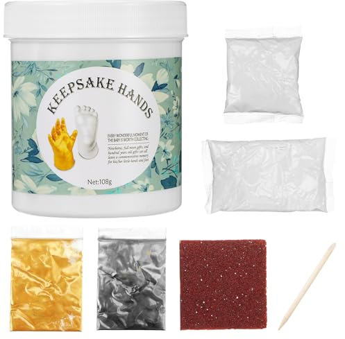 ELAYARD Kit de Moldeo de Mano para Recién Nacido Juego de Yeso Seguro de Mano y Pie Detalle para Baby Shower Manualidades Infantiles Conserva Recuerdos Regalos