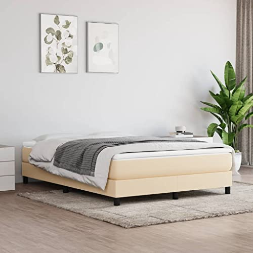 Vanitopaz Resårmadrass med fjäderkärna medelhårt stöd 140 x 200 x 20 cm tygskydd kräm, rullmadrass med skumzoner, för sovrum dubbelsäng rygg och mage