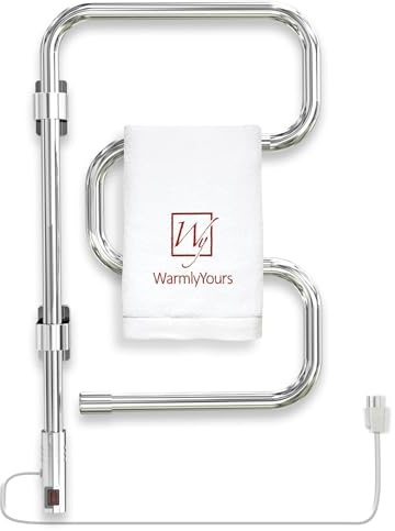 WarmlyYours Heated Towel Rack, 4 Bars, Polished Chrome, Wall-Mounted Swivel Electric Towel Warmer, Plug-in Drying Rack for Bathroom (Elements)