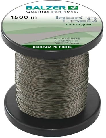Balzer Iron Line 8 Catfish - 1500m geflochtene Angelschnur, Farbe:Grün, Durchmesser/Tragkraft:0.60mm / 75.5kg
