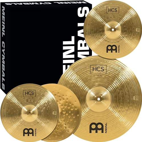 Meinl Cymbal Set Box Pack with 14” Hihats, 18” Crash/Ride, Plus a FREE 14” Crash – HCS Traditional Finish Brass – Made In Germany, TWO-YEAR WARRANTY (HCS1418+14C)