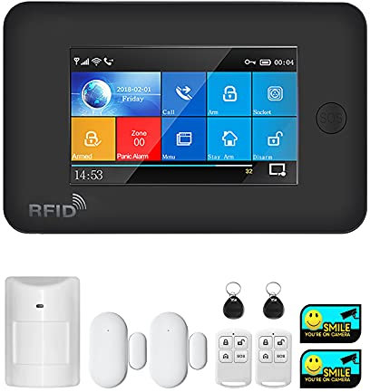 JCHENG Wi-Fi and cellular Switchable Security Alarm System, Home and Business Burglar Security, 99 Wireless Defense Zones, Pet-friendly PIR Detector, Work with Alexa and Remote APP Control