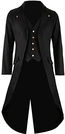 GOLDSTITCH Mens Black Vintage Tailcoat Jacket Fancy Cool Cosplay Costume Robe