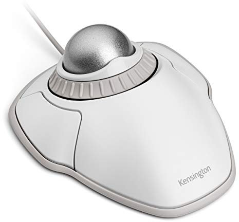 Kensington Trackball Mouse - Wired Ergonomic Orbit, For PC, Mac and Windows with Scroll ring, Ambidextrous design and Optical tracking ideal for Home Office - White (K72500WW),40 mm Ball