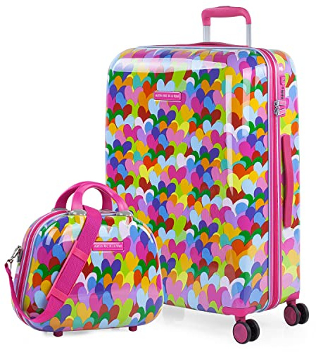 Agatha Ruiz de la Prada - Juego de Maletas de Viaje rígidas con Ruedas 360 y Cierre Seguro para Cabina y facturación y Candado de Combinacion TSA, Fucsia