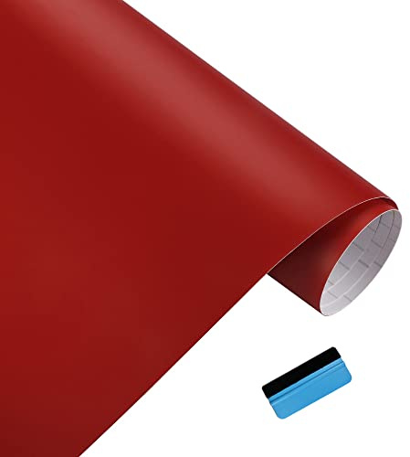 NewL Matte Red Vinyl Car Wrap DIY Self Adhesive Film 50 x 150 cm | Matte finish, air release channels, heat stretchable, weatherproof, for cars, motorbikes & furniture, laptop, phone decor